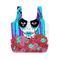 Hippy Chick Sugar Skull Full Print Recycle Bag (m) by burpdesignsA