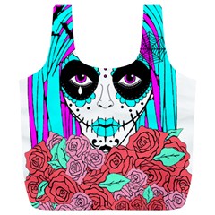 HIPPY CHICK sugar skull Full Print Recycle Bag (XL)