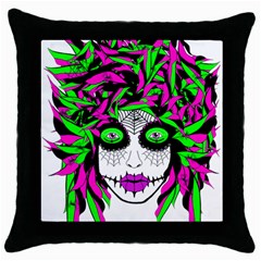 Spidie Lady Sugar Skull Throw Pillow Case (black) by burpdesignsA