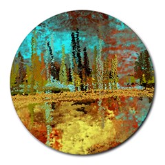 Autumn Landscape Impressionistic Design Round Mousepads by digitaldivadesigns