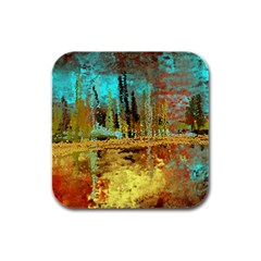 Autumn Landscape Impressionistic Design Rubber Square Coaster (4 Pack)  by digitaldivadesigns