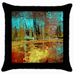 Autumn Landscape Impressionistic Design Throw Pillow Case (black) by digitaldivadesigns