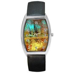 Autumn Landscape Impressionistic Design Barrel Style Metal Watch by digitaldivadesigns