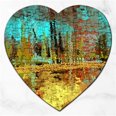 Autumn Landscape Impressionistic Design Jigsaw Puzzle (heart) by digitaldivadesigns