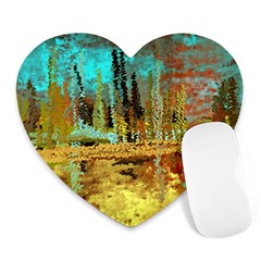 Autumn Landscape Impressionistic Design Heart Mousepads by digitaldivadesigns