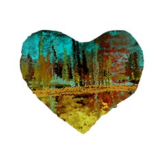 Autumn Landscape Impressionistic Design Standard 16  Premium Flano Heart Shape Cushions by digitaldivadesigns