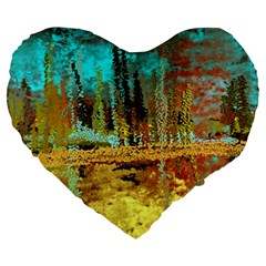 Autumn Landscape Impressionistic Design Large 19  Premium Flano Heart Shape Cushions by digitaldivadesigns