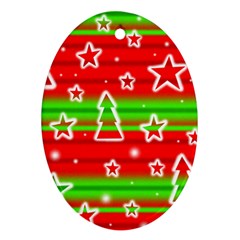 Christmas pattern Oval Ornament (Two Sides)