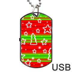 Christmas pattern Dog Tag USB Flash (One Side)