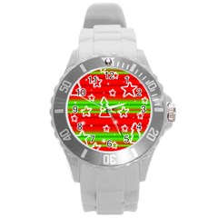 Christmas pattern Round Plastic Sport Watch (L)