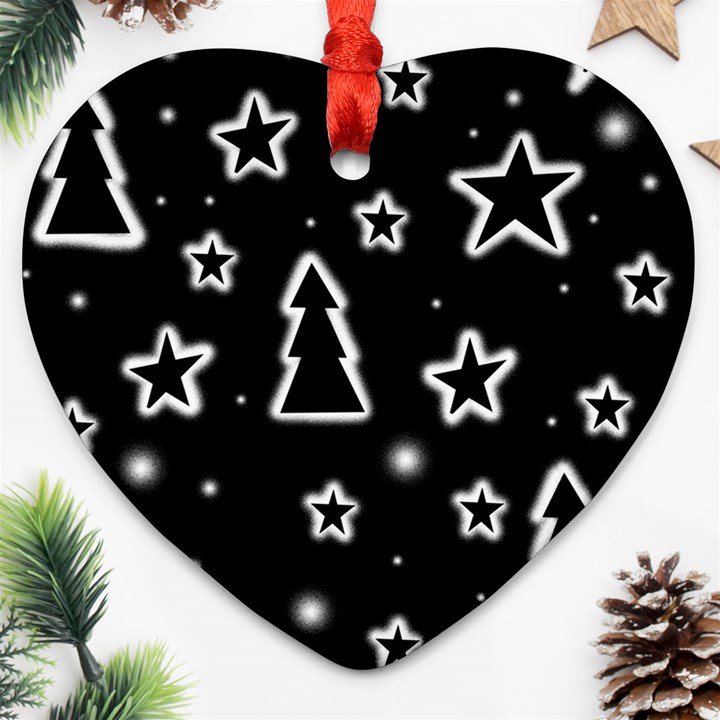 Black and white Xmas Ornament (Heart) 