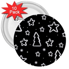 Black And White Xmas 3  Buttons (10 Pack)  by Valentinaart