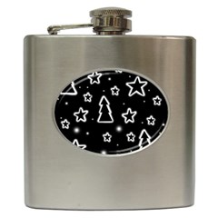 Black And White Xmas Hip Flask (6 Oz) by Valentinaart