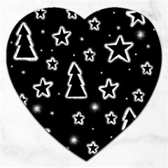 Black And White Xmas Jigsaw Puzzle (heart) by Valentinaart