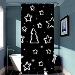 Black And White Xmas Shower Curtain 36  X 72  (stall)  by Valentinaart