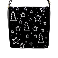 Black And White Xmas Flap Messenger Bag (l)  by Valentinaart