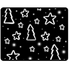 Black And White Xmas Double Sided Fleece Blanket (medium)  by Valentinaart