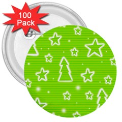 Green Christmas 3  Buttons (100 Pack)  by Valentinaart