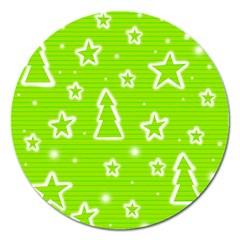 Green Christmas Magnet 5  (round) by Valentinaart