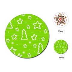 Green Christmas Playing Cards (round)  by Valentinaart