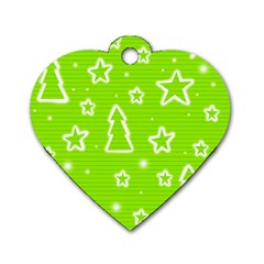 Green Christmas Dog Tag Heart (one Side) by Valentinaart