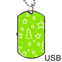 Green Christmas Dog Tag Usb Flash (one Side) by Valentinaart