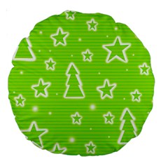 Green Christmas Large 18  Premium Round Cushions by Valentinaart