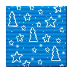 Blue Decorative Xmas Design Tile Coasters by Valentinaart