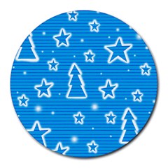 Blue Decorative Xmas Design Round Mousepads by Valentinaart