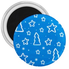 Blue Decorative Xmas Design 3  Magnets by Valentinaart