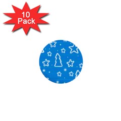 Blue Decorative Xmas Design 1  Mini Buttons (10 Pack)  by Valentinaart