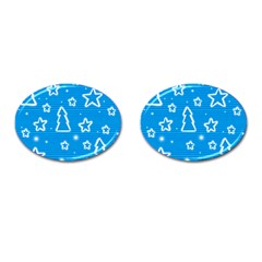 Blue Decorative Xmas Design Cufflinks (oval) by Valentinaart