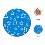 Blue decorative Xmas design Playing Cards (Round)  Front