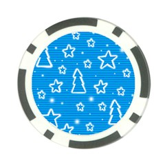 Blue Decorative Xmas Design Poker Chip Card Guards by Valentinaart