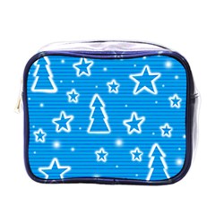 Blue Decorative Xmas Design Mini Toiletries Bags by Valentinaart