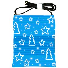 Blue Decorative Xmas Design Shoulder Sling Bags by Valentinaart