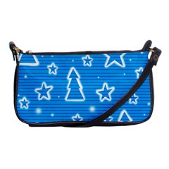 Blue Decorative Xmas Design Shoulder Clutch Bags by Valentinaart