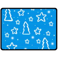 Blue Decorative Xmas Design Fleece Blanket (large)  by Valentinaart