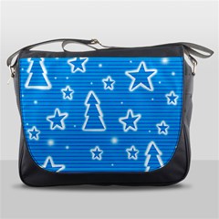 Blue Decorative Xmas Design Messenger Bags by Valentinaart