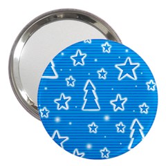 Blue Decorative Xmas Design 3  Handbag Mirrors by Valentinaart