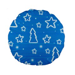 Blue Decorative Xmas Design Standard 15  Premium Round Cushions by Valentinaart