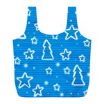 Blue decorative Xmas design Full Print Recycle Bags (L)  Front