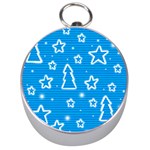 Blue decorative Xmas design Silver Compasses Front