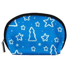 Blue Decorative Xmas Design Accessory Pouches (large)  by Valentinaart