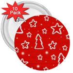 Red Xmas 3  Buttons (10 pack)  Front