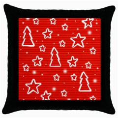 Red Xmas Throw Pillow Case (black) by Valentinaart