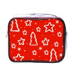 Red Xmas Mini Toiletries Bags by Valentinaart