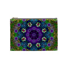 Colors And Flowers In A Mandala Cosmetic Bag (medium)  by pepitasart