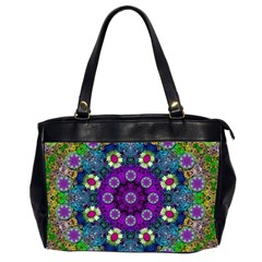 Colors And Flowers In A Mandala Office Handbags (2 Sides)  by pepitasart