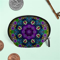 Colors And Flowers In A Mandala Accessory Pouches (small)  by pepitasart